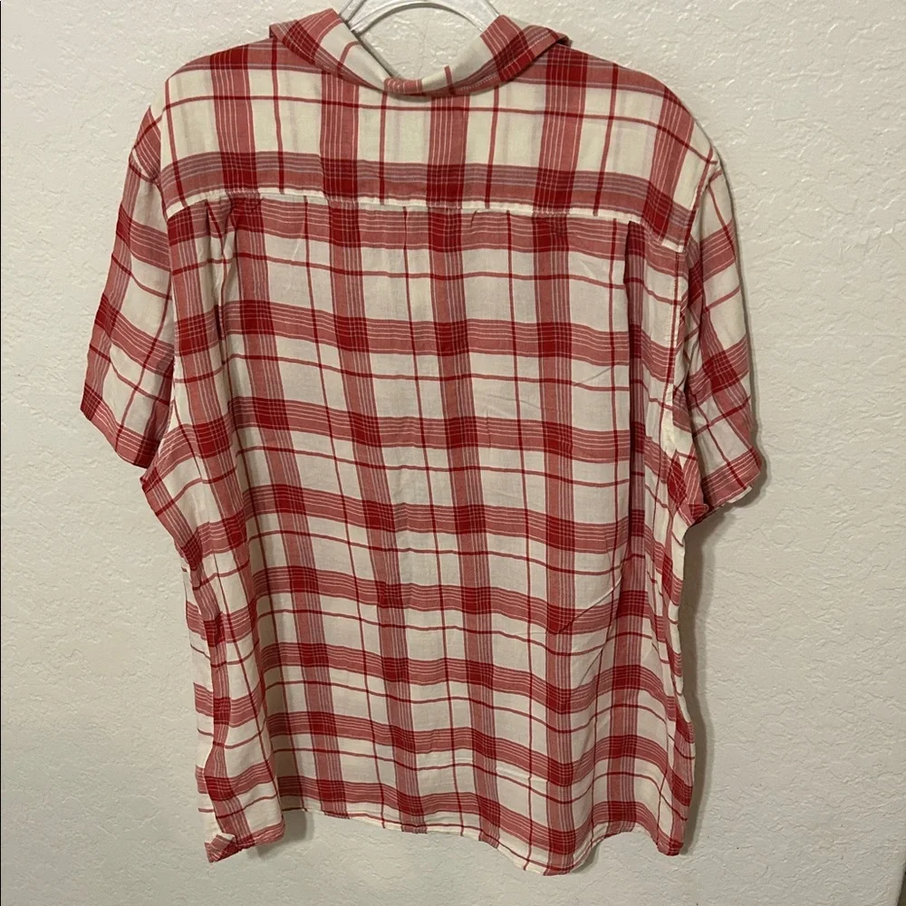 🚀The North Face Red and Cream Plaid Men's Shirt size XL GUC